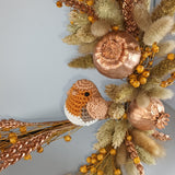 Droogbloemenring op staander goud