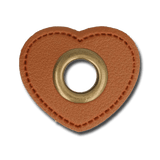 Nestel op bruin Skai-leer hartje 11 mm