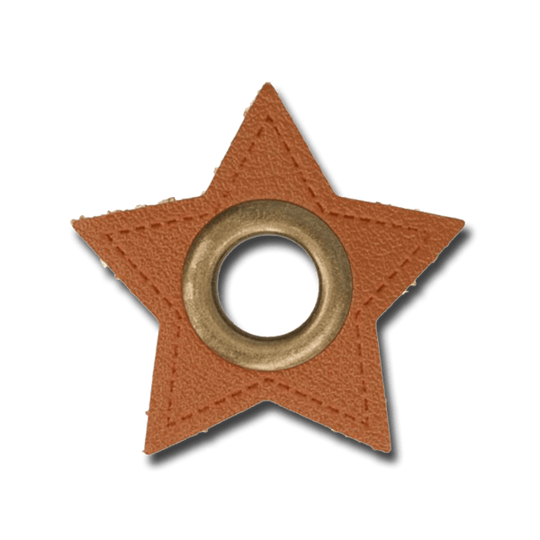 Nestels op bruin Skai-leer ster 8mm brons