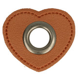 Nestel op bruin Skai-leer hartje 11 mm